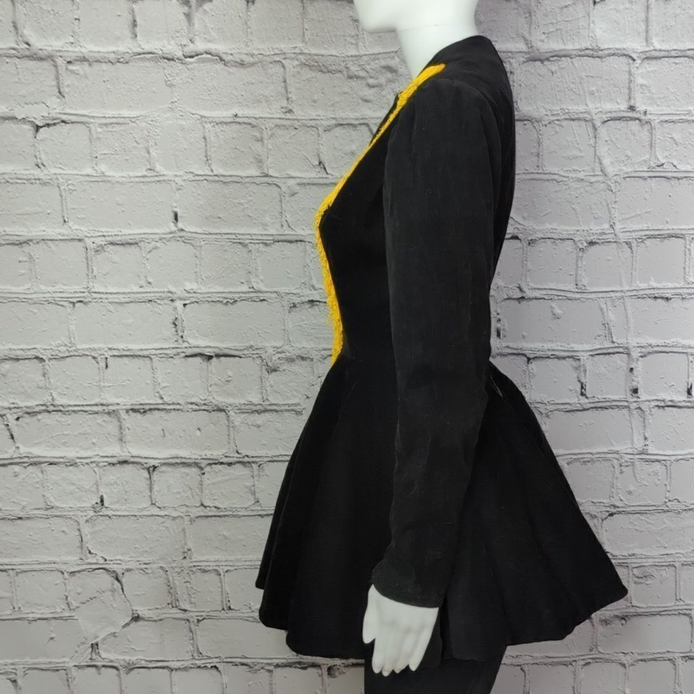 Vintage Handsewn Black Corduroy Goth Band / Drum Major Dress, Women's Small - Picture 4 of 8